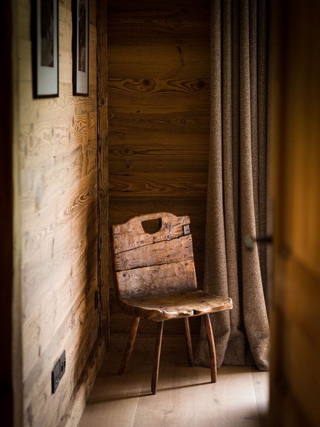 image of a wooden ski cabin chair