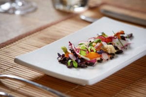 image of a black pudding crumble salad