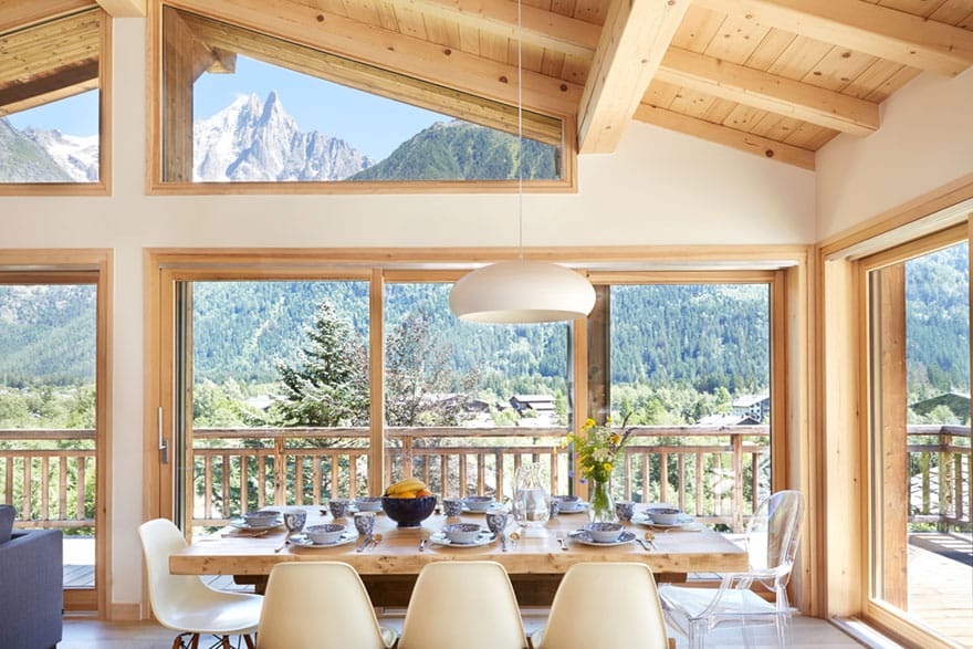 Open Plan Chalet Dining Area - Marmotte Mountain Eco Lodge image of a chalet dining area in chamonix