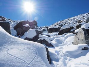 image of a sunny snowy mountain