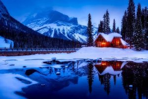 image of a cabin in snow