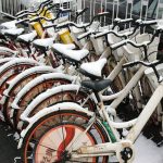 image of bikes with snow on them