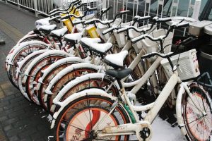 image of bikes with snow on them